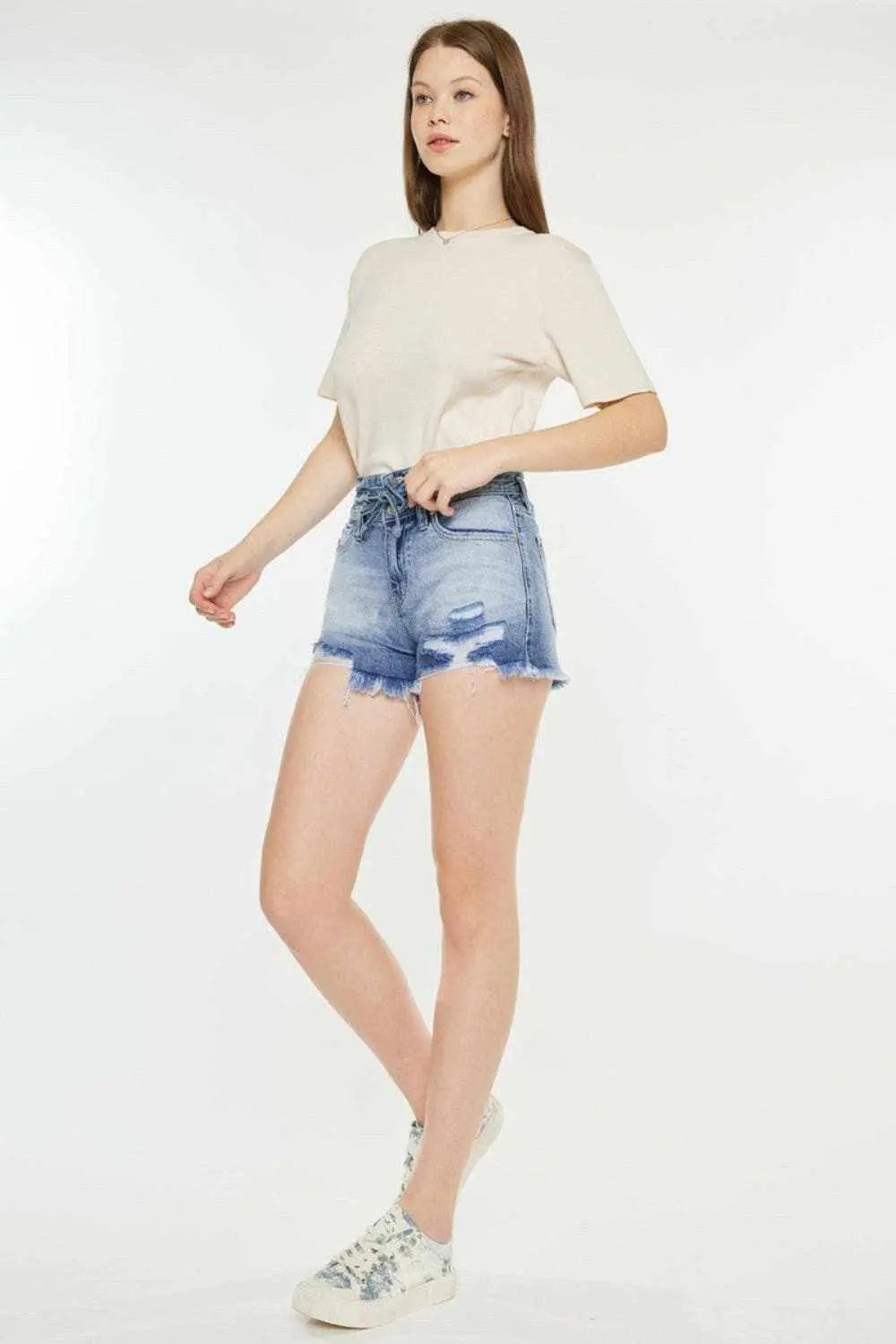 Kancan high rise frayed hem shorts - Love Salve